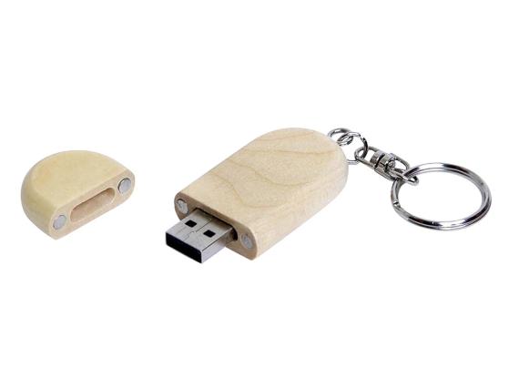 USB 2.0- флешка на 16 Гб овальной формы и колпачком с магнитом