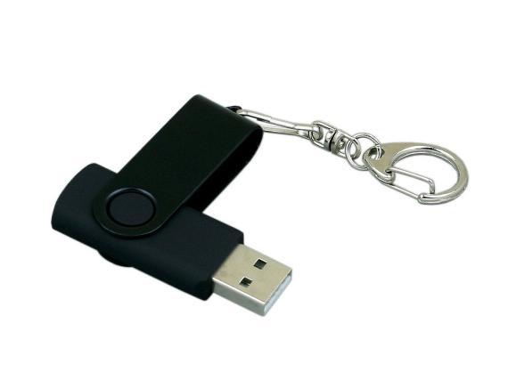 USB 3.0- флешка промо на 128 Гб с поворотным механизмом и однотонным металлическим клипом