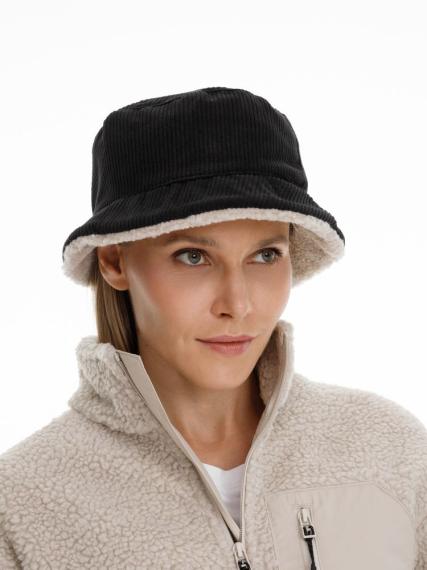 Панама Bucket двусторонняя, темно-серая с бежевым, размер S/M