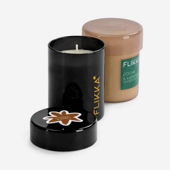 Ароматическая свеча Flikka, сосна и кипарис, бежевая