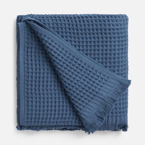 Плед вафельный Elenglect, темно-синий