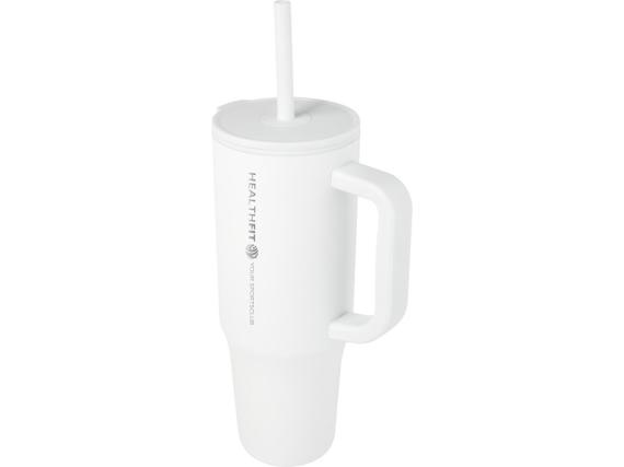 Герметичная термокружка «Brady» с силиконовой трубочкой, переработанная сталь, 900 мл