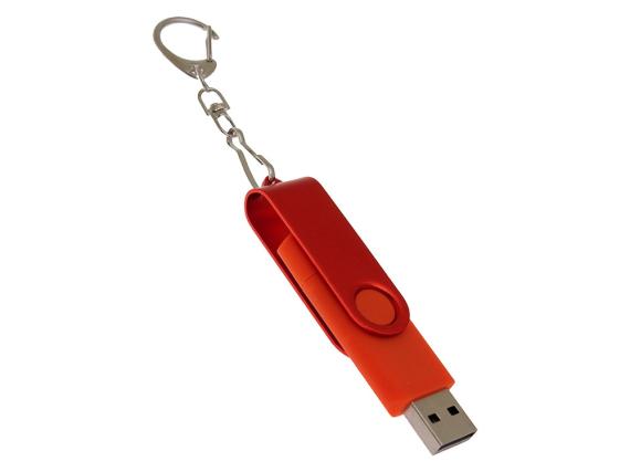 USB 2.0- флешка на 16 Гб с поворотным механизмом и дополнительным разъемом Type-C