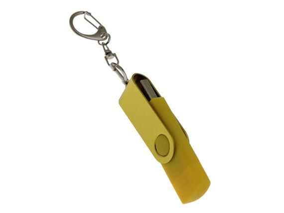 USB 2.0- флешка на 16 Гб с поворотным механизмом и дополнительным разъемом Type-C