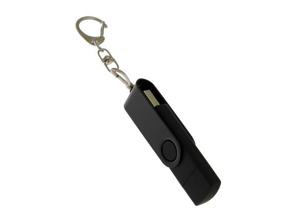 USB 2.0- флешка на 32 Гб с поворотным механизмом и дополнительным разъемом Type-C