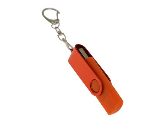 USB 2.0- флешка на 32 Гб с поворотным механизмом и дополнительным разъемом Type-C