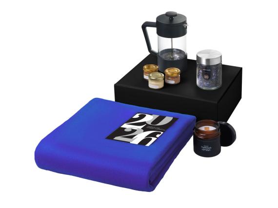 Подарочный набор «Re:Moments» с пледом, френчпрессом и медом