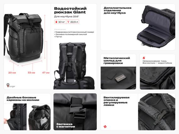 Водостойкий рюкзак Giant для ноутбука 15.6"