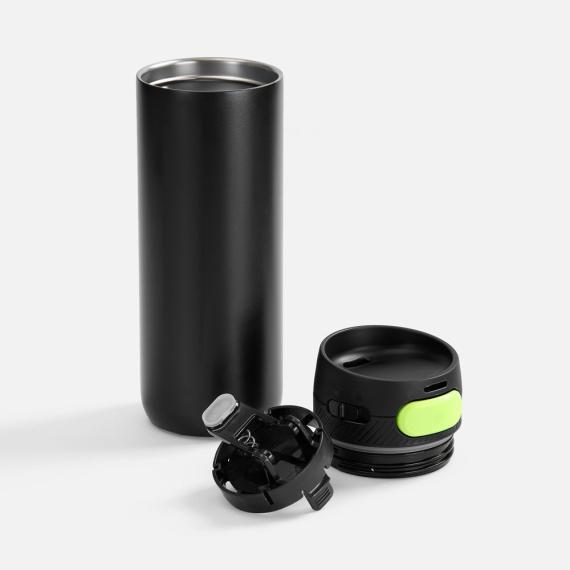 Термостакан X1 с цветной кнопкой, черный с желтым