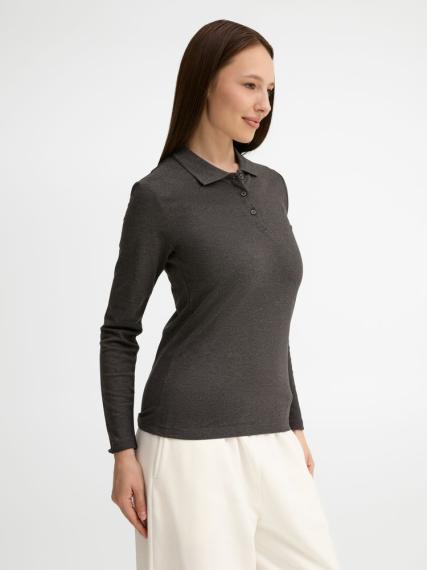 Рубашка поло женская с длинным рукавом Perfect LSL Women черный меланж, размер M