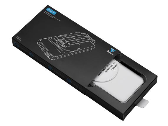 Магнитный беспроводной внешний аккумулятор со встроенными кабелями «Мэни», 10000 мАч