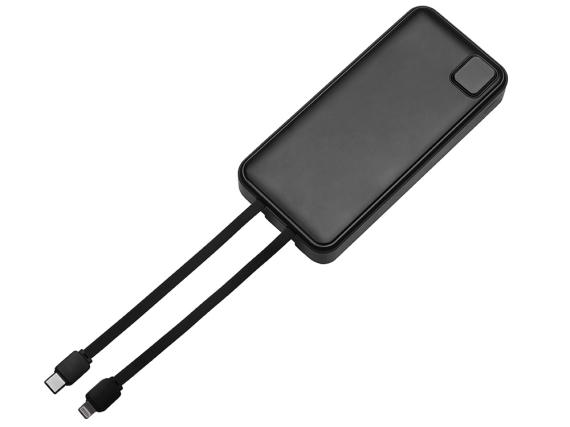 Внешний аккумулятор со встроенными кабелями «Фрэйм Про», быстрая зарядка, 20000мач